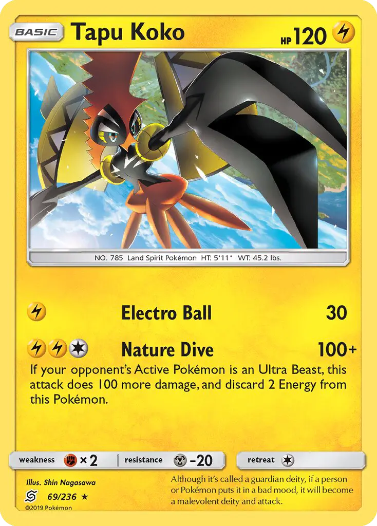 Tapu Koko 69 card from Unified Minds
