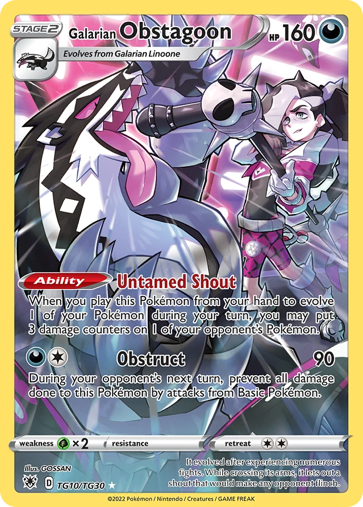 Galarian Obstagoon TG10 — Astral Radiance Trainer Gallery TG10, Holofoil finish