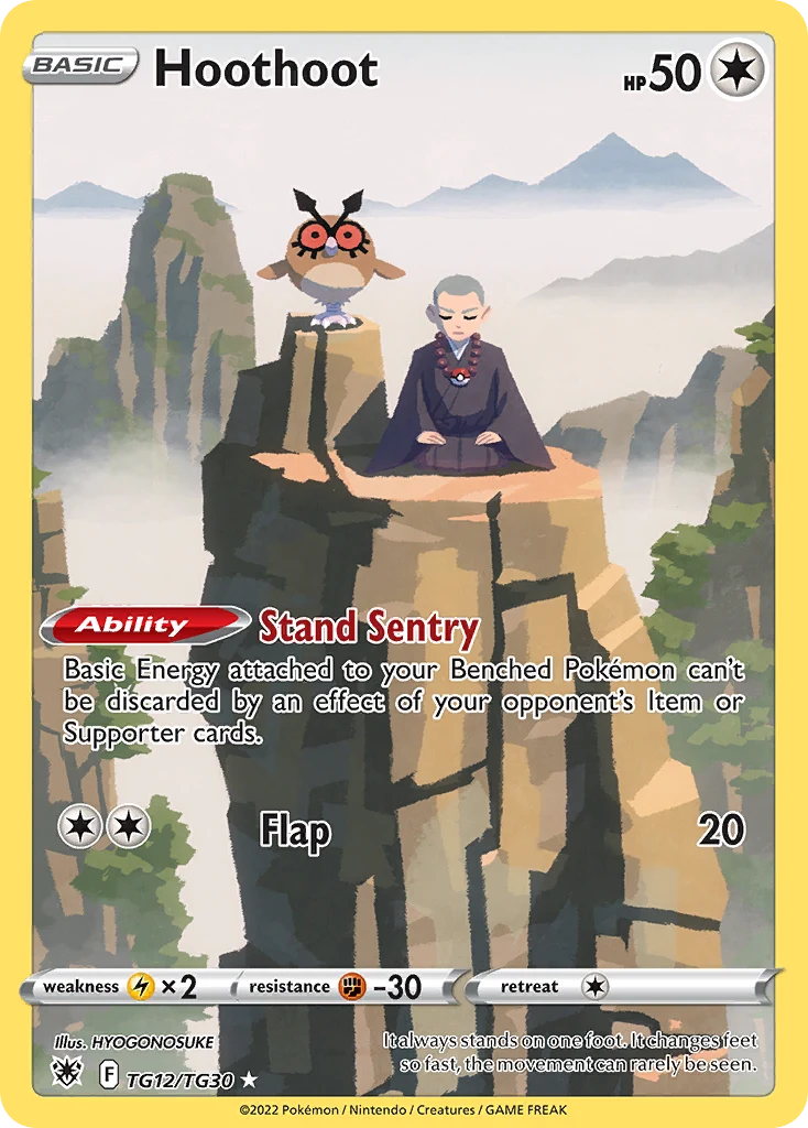 Hoothoot TG12 card from Astral Radiance Trainer Gallery