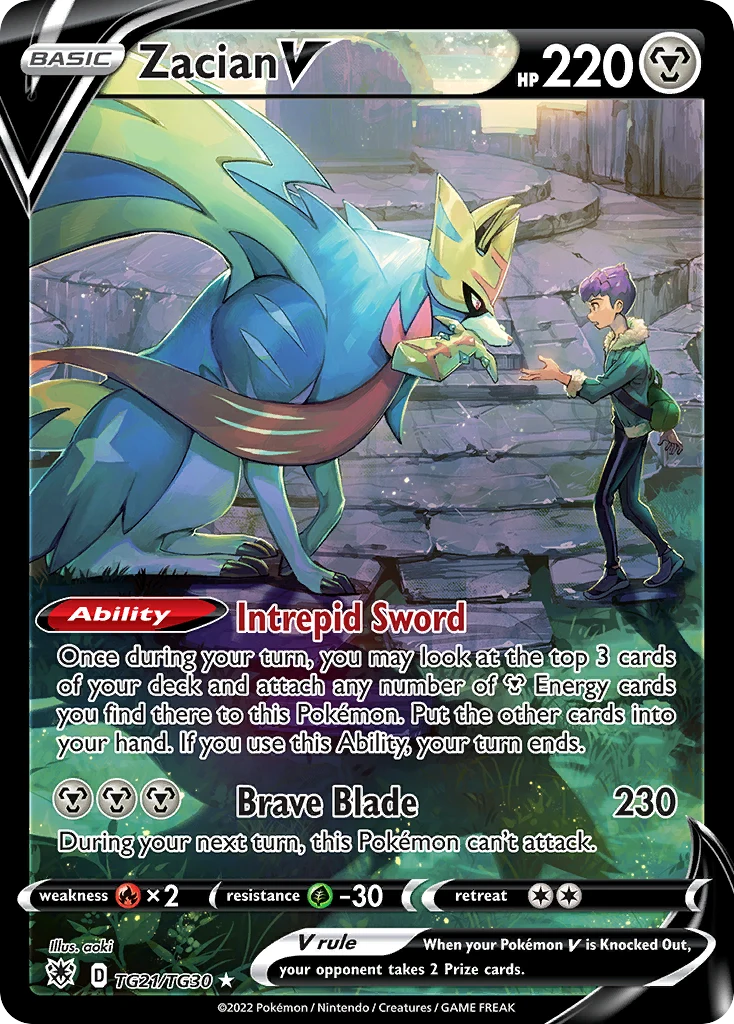 Zacian V TG21 card from Astral Radiance Trainer Gallery