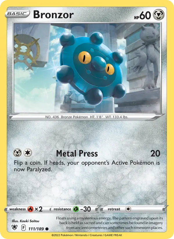 Bronzor 111 card from Astral Radiance