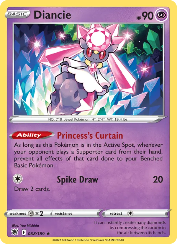 Diancie 68 — Astral Radiance 68, Holofoil finish