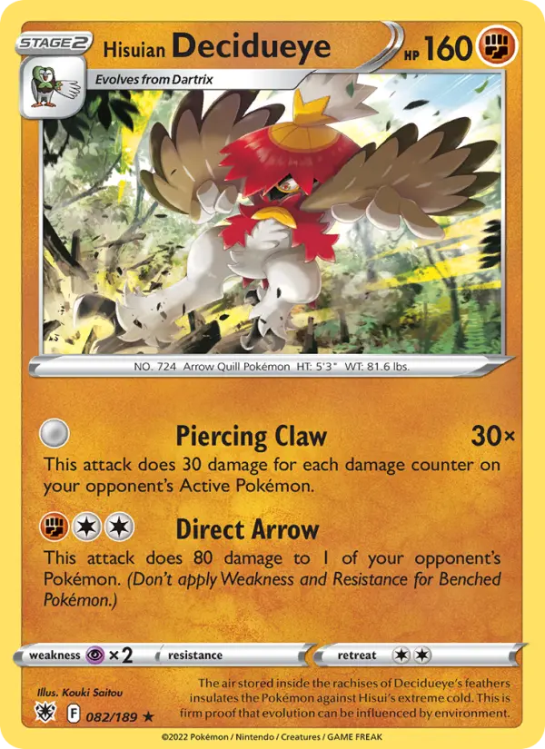 Hisuian Decidueye 82 card from Astral Radiance