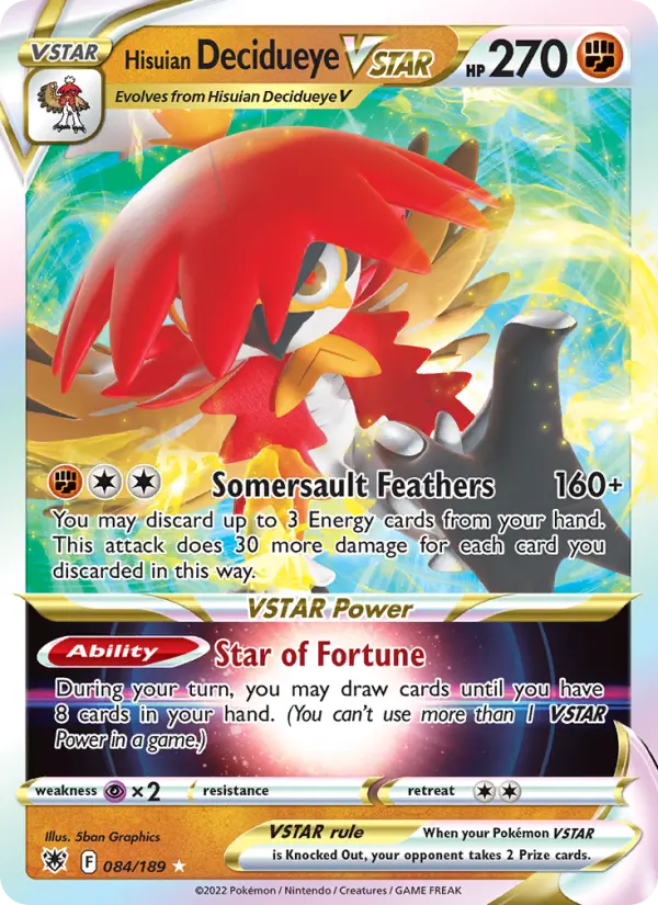 Hisuian Decidueye VSTAR 84 — Astral Radiance 84, Holofoil finish