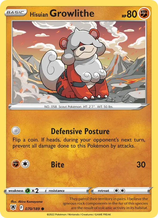 Hisuian Growlithe 70 card from Astral Radiance