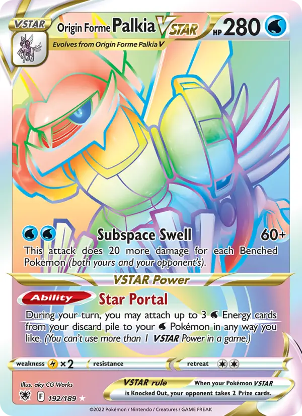 Origin Forme Palkia VSTAR 192 card from Astral Radiance