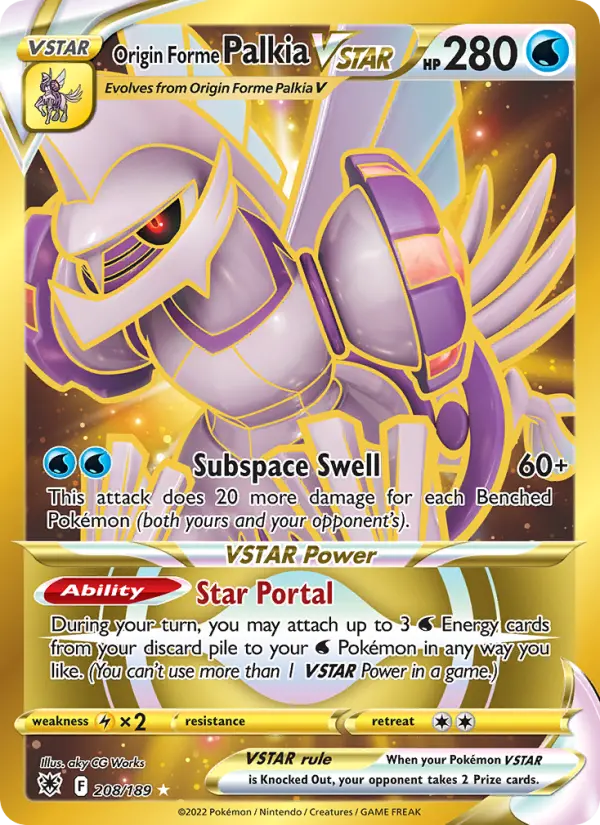 Origin Forme Palkia VSTAR 208 card from Astral Radiance