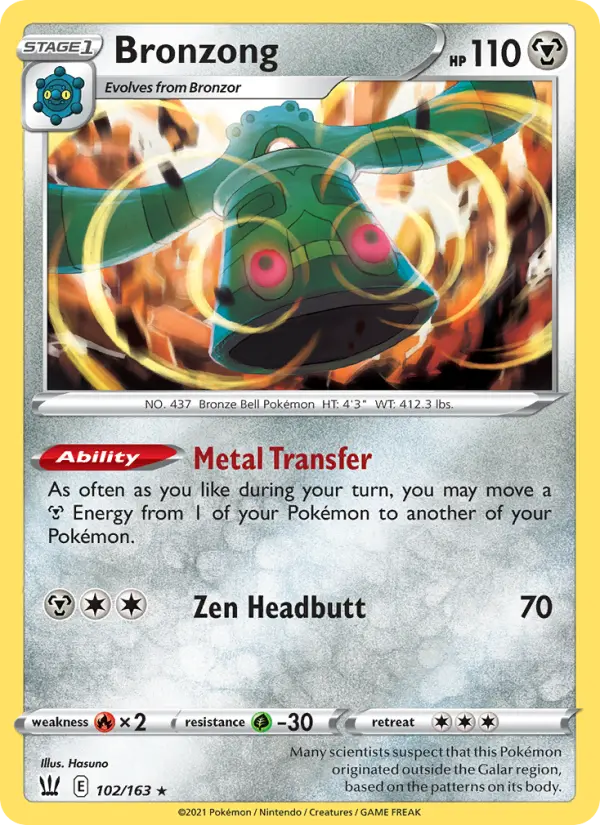 Bronzong 102 — Battle Styles 102, Holofoil finish