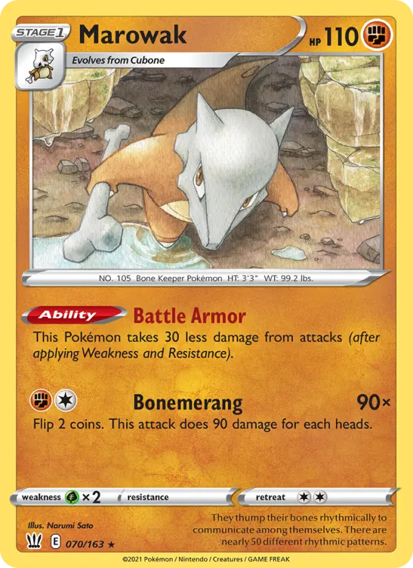 Marowak 70 card from Battle Styles