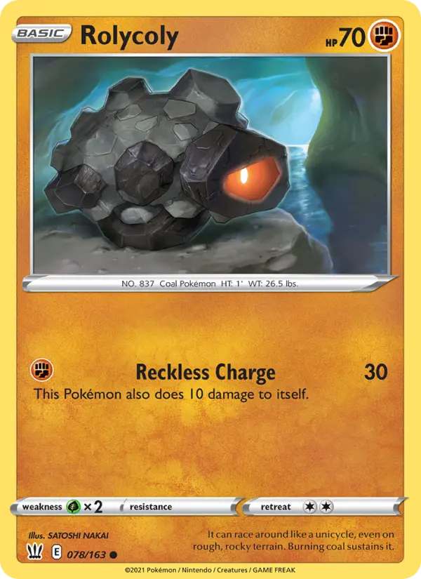 Rolycoly 78 card from Battle Styles