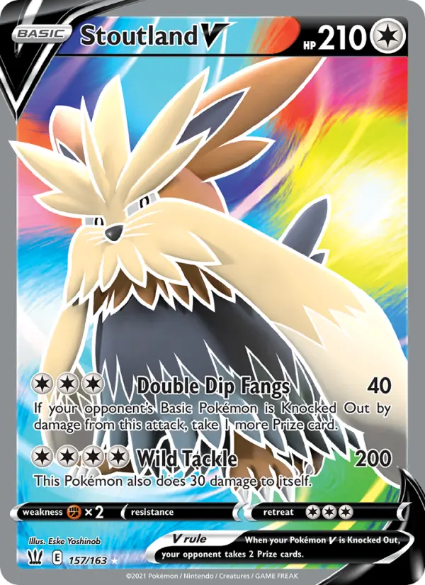 Stoutland V 157 — Battle Styles 157, Holofoil finish
