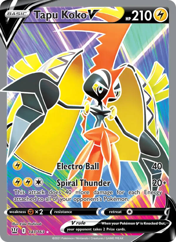 Tapu Koko V 147 card from Battle Styles