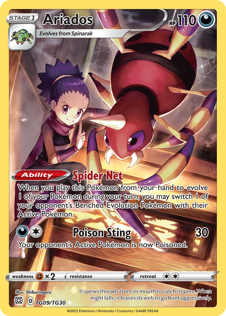 Ariados TG09 card from Brilliant Stars Trainer Gallery