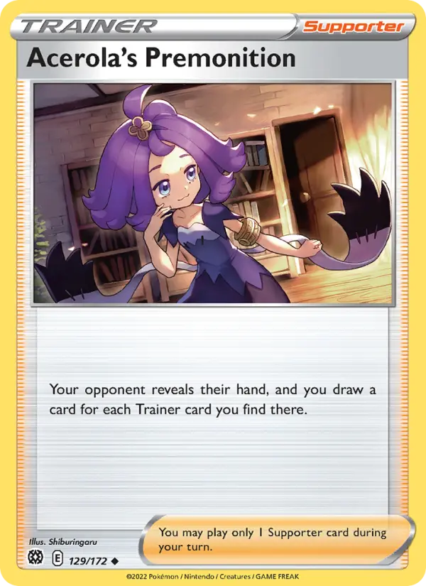 Acerola's Premonition 129 card from Brilliant Stars