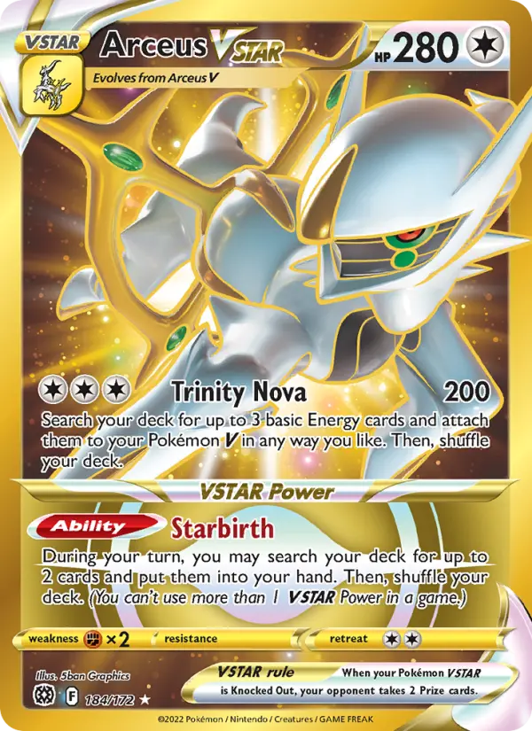 Arceus VSTAR 184 card from Brilliant Stars