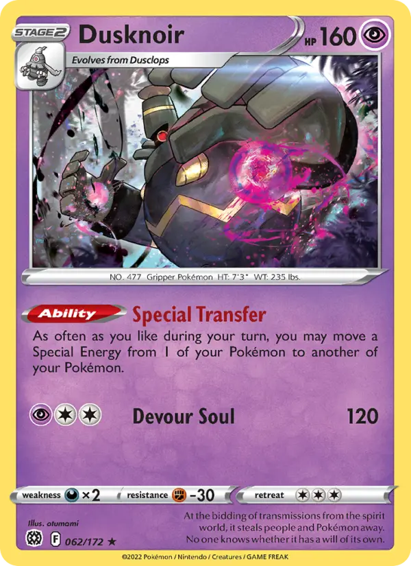Dusknoir 62 — Brilliant Stars 62, Holofoil finish