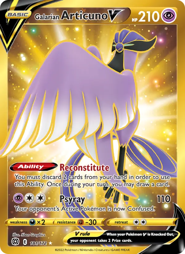 Galarian Articuno V 181 card from Brilliant Stars