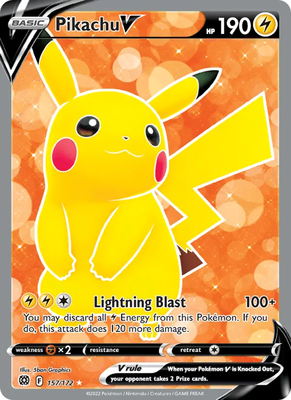 Pikachu V 157 card from Brilliant Stars