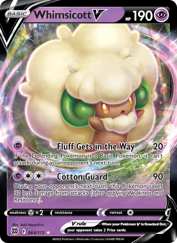 Whimsicott V 64 card from Brilliant Stars