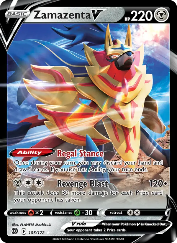 Zamazenta V 105 — Brilliant Stars 105, Holofoil finish