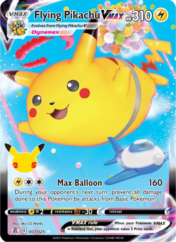 Flying Pikachu VMAX 7 — Celebrations 7, Holofoil finish