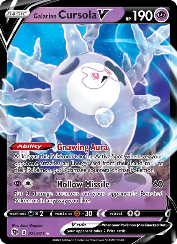 Galarian Cursola V 21 card from Champion's Path