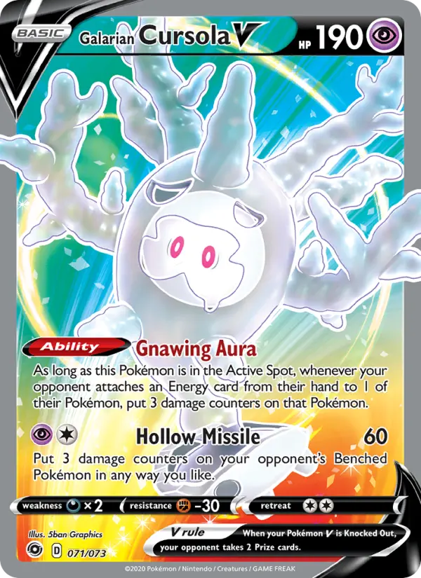 Galarian Cursola V 71 card from Champion's Path