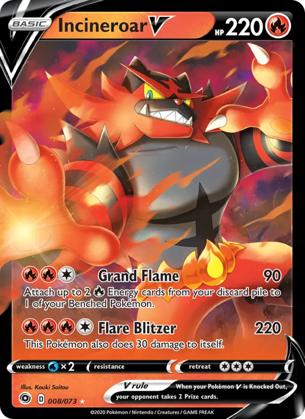 Incineroar V 8 card from Champion's Path