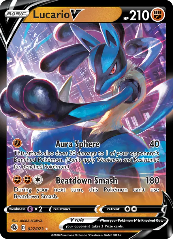 Lucario V 27 — Champion's Path 27, Holofoil finish