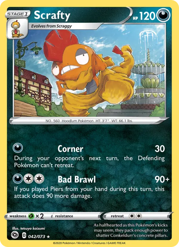Scrafty 42 card from Champion's Path