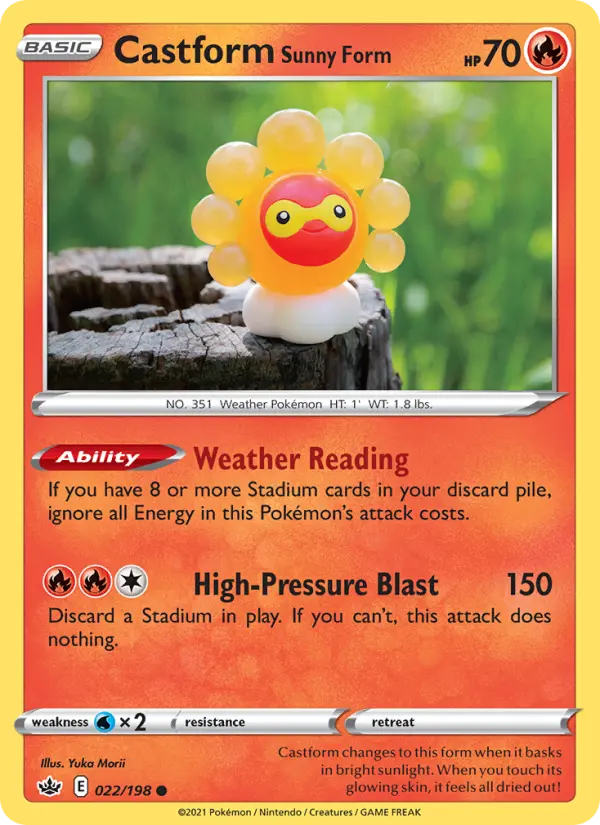 Castform Sunny Form 22 card from Chilling Reign