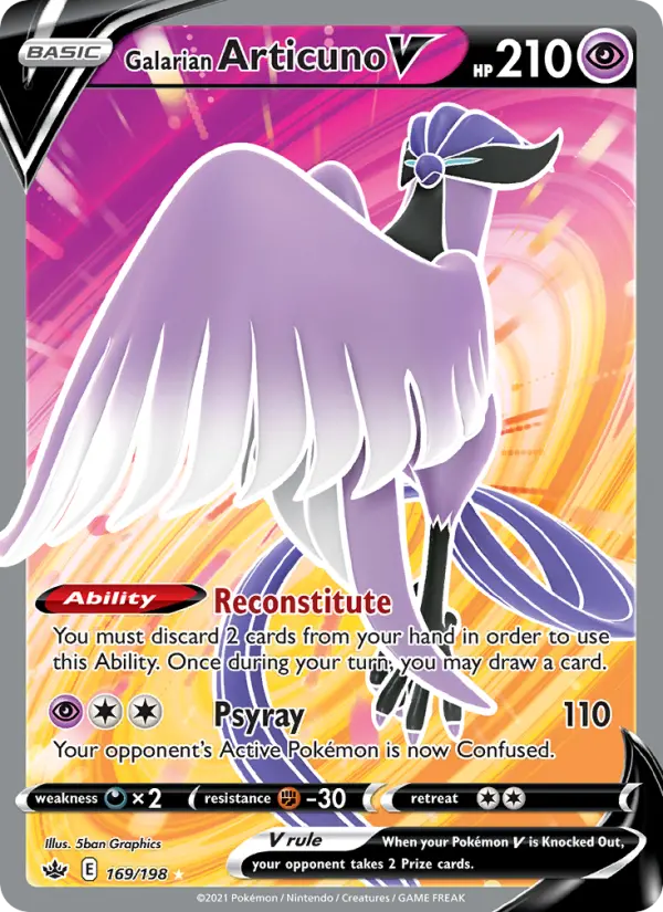 Galarian Articuno V 169 card from Chilling Reign