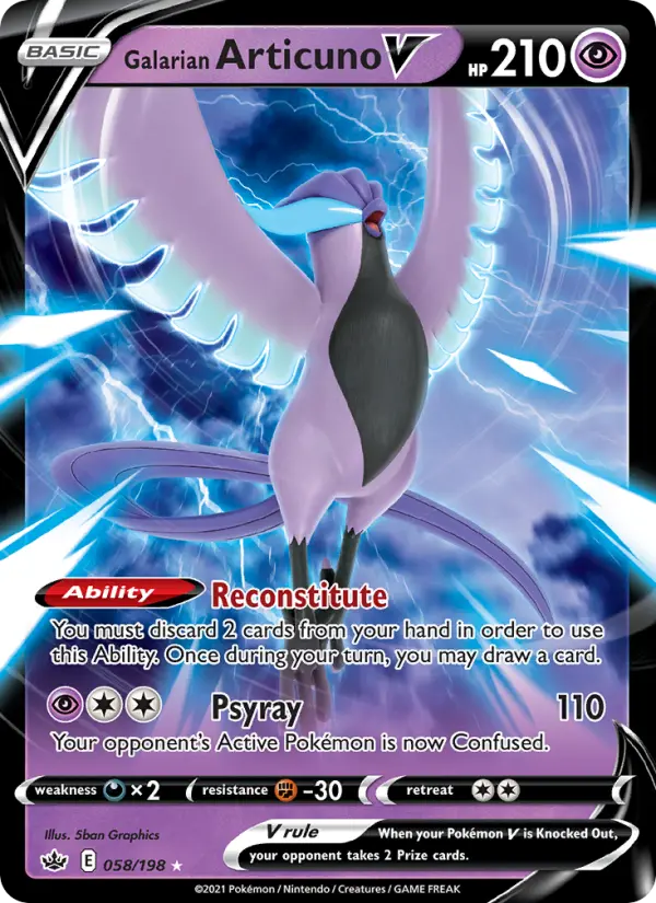 Galarian Articuno V 58 card from Chilling Reign