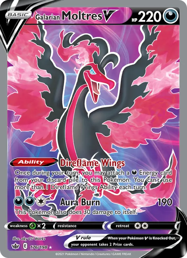 Galarian Moltres V 176 card from Chilling Reign