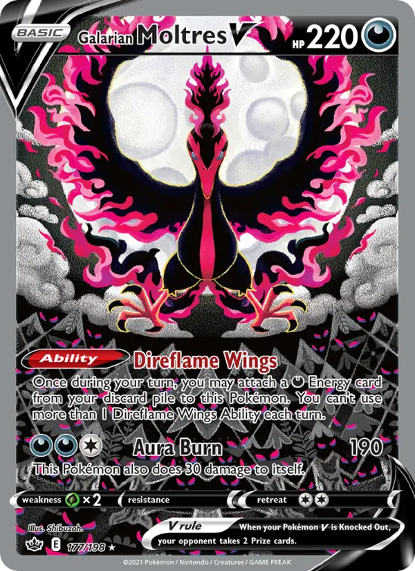 Galarian Moltres V 177 card from Chilling Reign