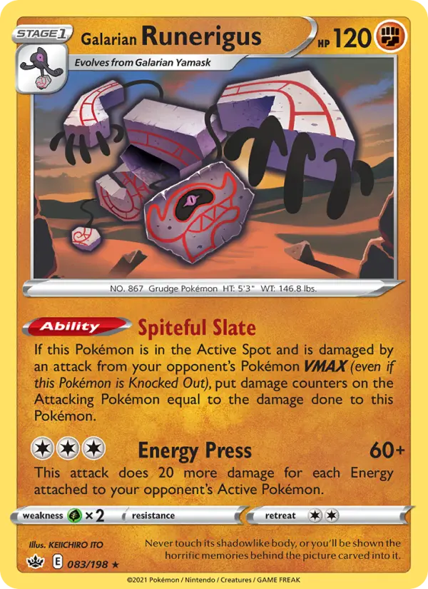 Galarian Runerigus 83 — Chilling Reign 83, Holofoil finish