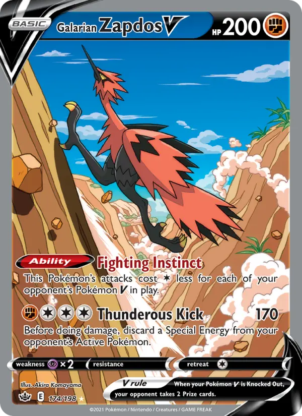 Galarian Zapdos V 174 card from Chilling Reign
