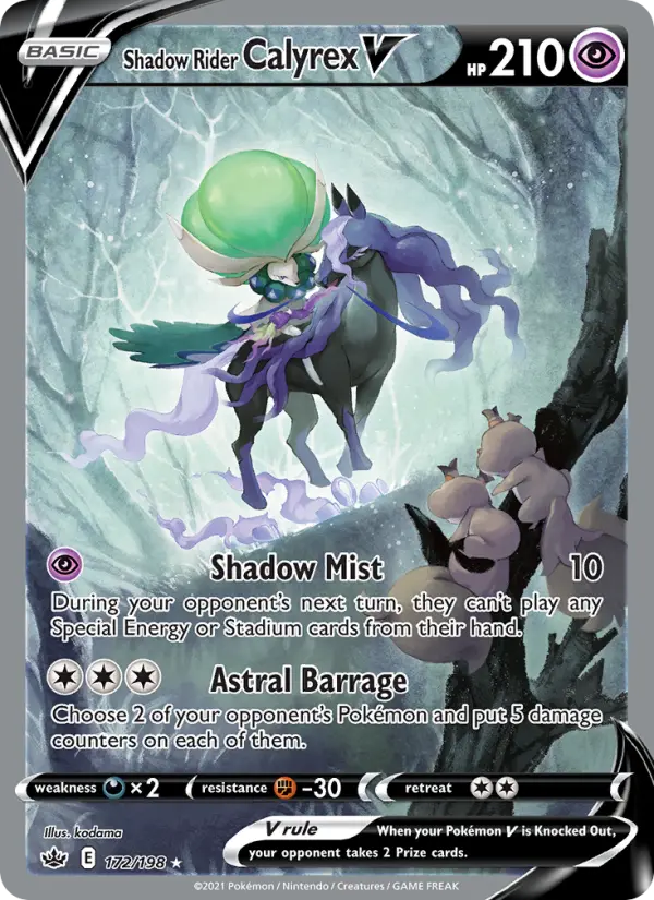Shadow Rider Calyrex V 172 card from Chilling Reign