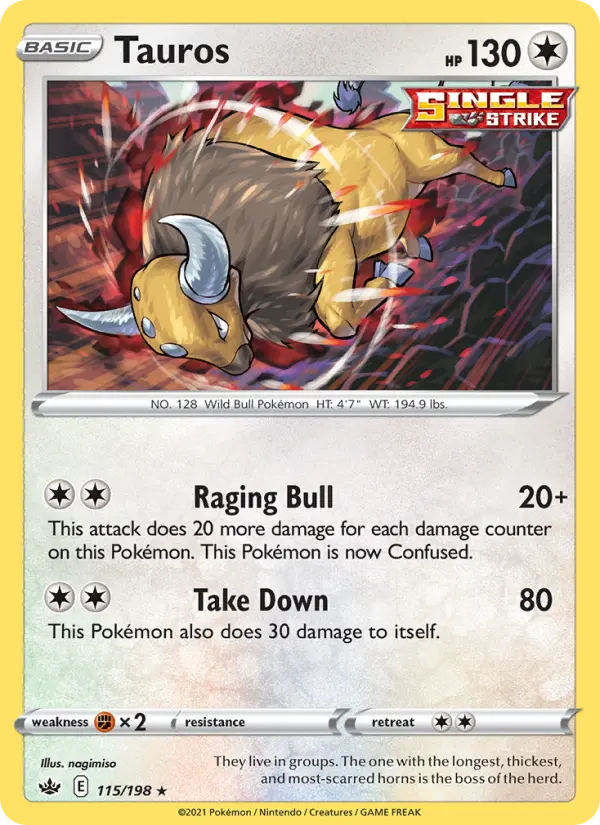 Tauros 115 card from Chilling Reign