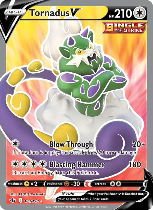 Tornadus V 184 card from Chilling Reign