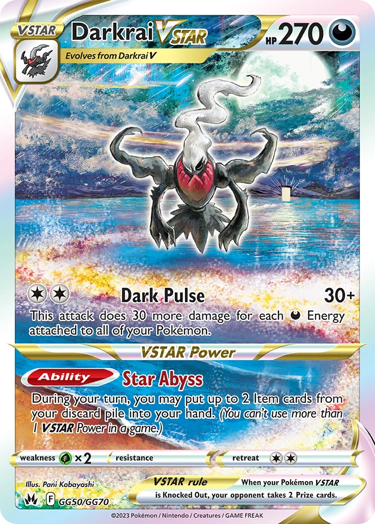 Darkrai VSTAR GG50 — Crown Zenith Galarian Gallery GG50, Holofoil finish