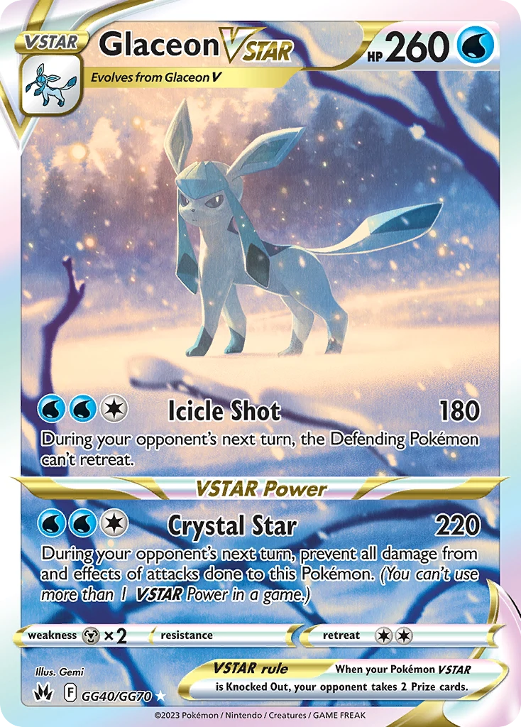 Glaceon VSTAR GG40 card from Crown Zenith Galarian Gallery