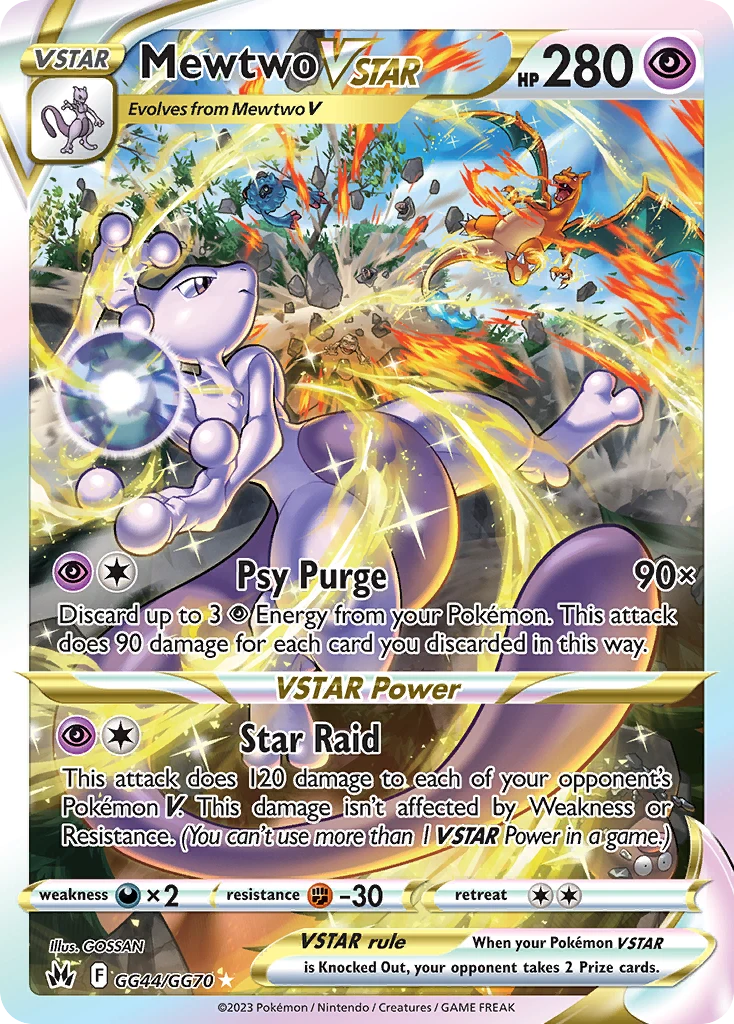 Mewtwo VSTAR GG44 card from Crown Zenith Galarian Gallery