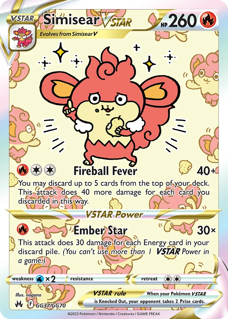 Simisear VSTAR GG37 card from Crown Zenith Galarian Gallery