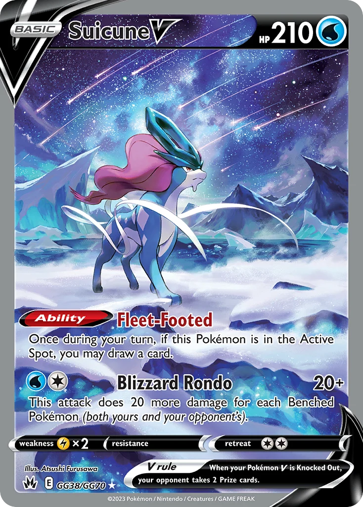 Suicune V GG38 — Crown Zenith Galarian Gallery GG38, Holofoil finish