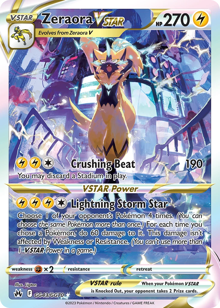 Zeraora VSTAR GG43 — Crown Zenith Galarian Gallery GG43, Holofoil finish