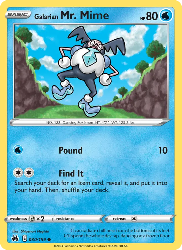 Galarian Mr. Mime 30 card from Crown Zenith