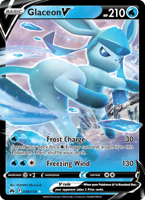 Glaceon V 38 card from Crown Zenith