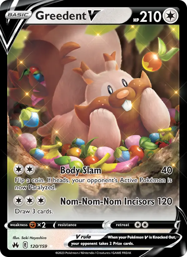 Greedent V 120 card from Crown Zenith