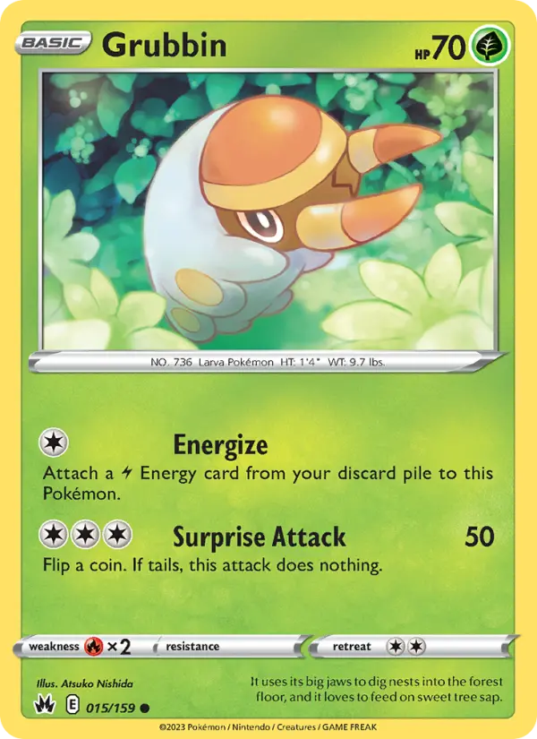 Grubbin 15 card from Crown Zenith